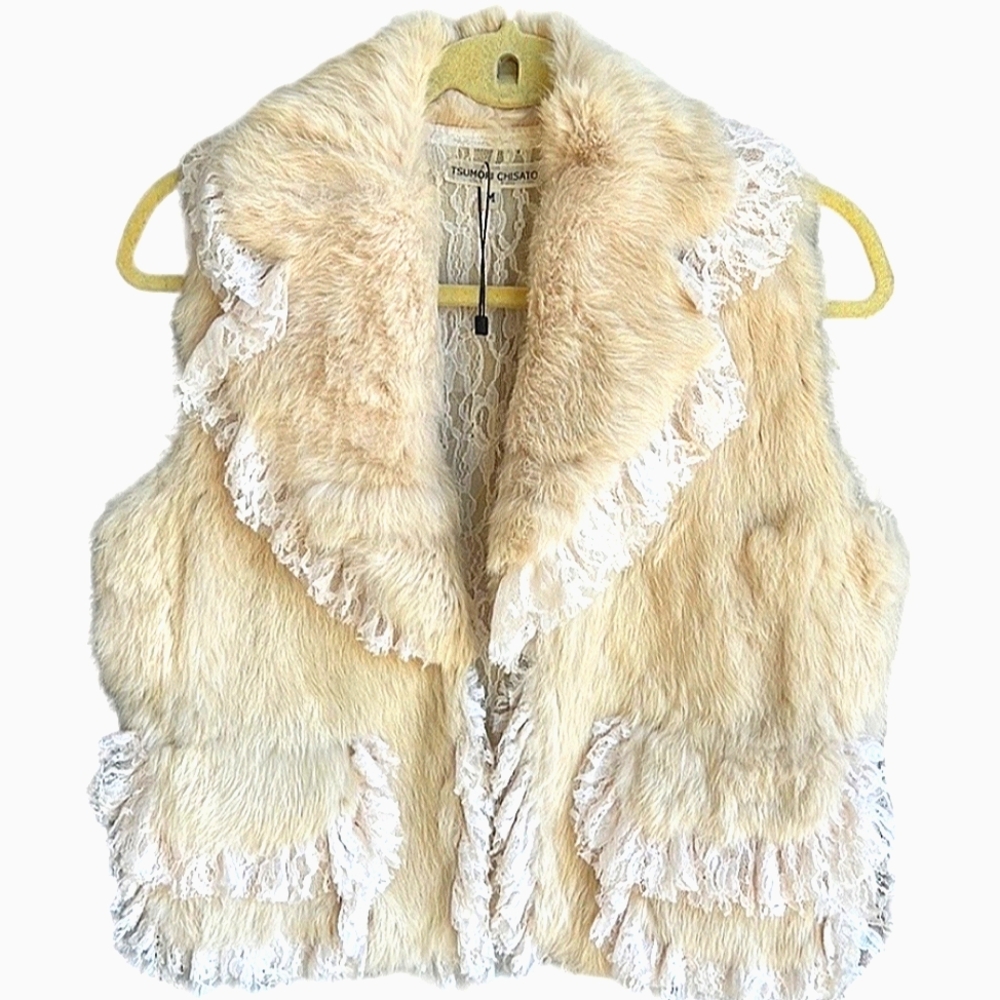 Vintage Art Tsumori Chisato Lace Fur. Wearable Art Vest
